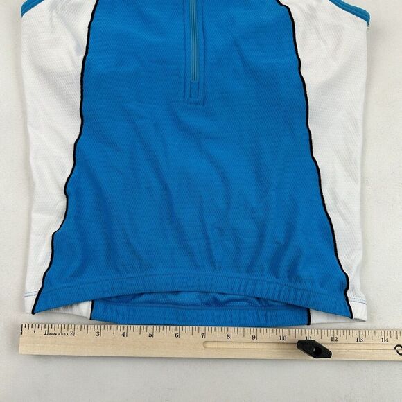 ZOOT Blue White 1/2 Zip Sleeveless Jersey Tank Built In Shelf Bra Cycling Sz S - Picture 8 of 10